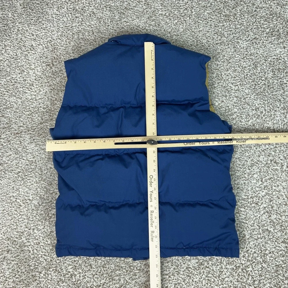 Vintage The North Face Vest Mens Small Blue Down Puffer Snap USA Made Hiking 70s